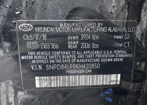 2019 Hyundai Elantra Sel из США, поврежденный, VIN 5NPD84LF9KH420850